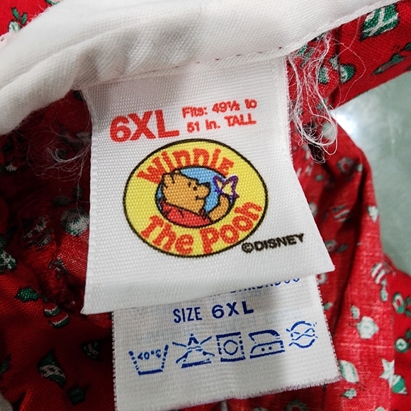 Vtg Winnie The Pooh Dress Girls Size 6XL Smocked Peter Pan Lace Collar Christmas - Picture 9 of 11